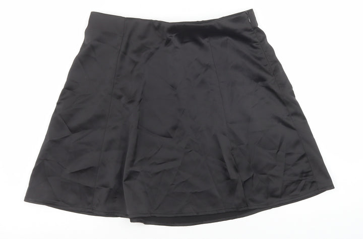 Ardene Contemporary Wear Womens Black Polyester A-Line Skirt Size M Zip