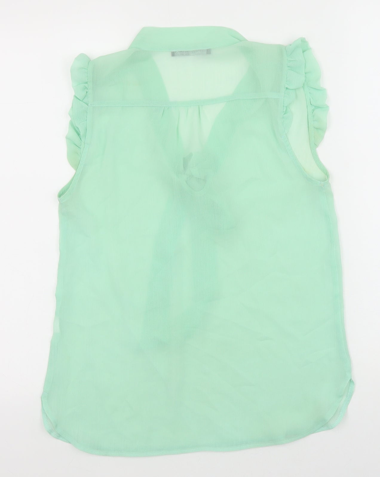 Primark Womens Green Polyester Basic Tank Size 8 V-Neck - Pussy Bow Neck