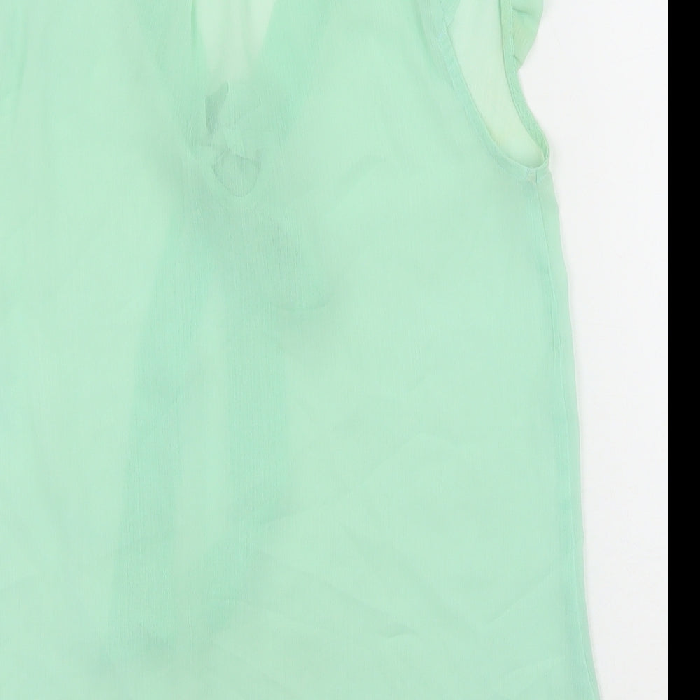 Primark Womens Green Polyester Basic Tank Size 8 V-Neck - Pussy Bow Neck