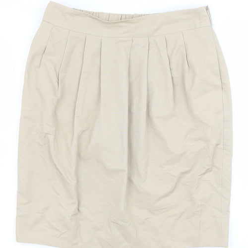 John Lewis Womens Beige Cotton Tulip Skirt Size 12 Zip