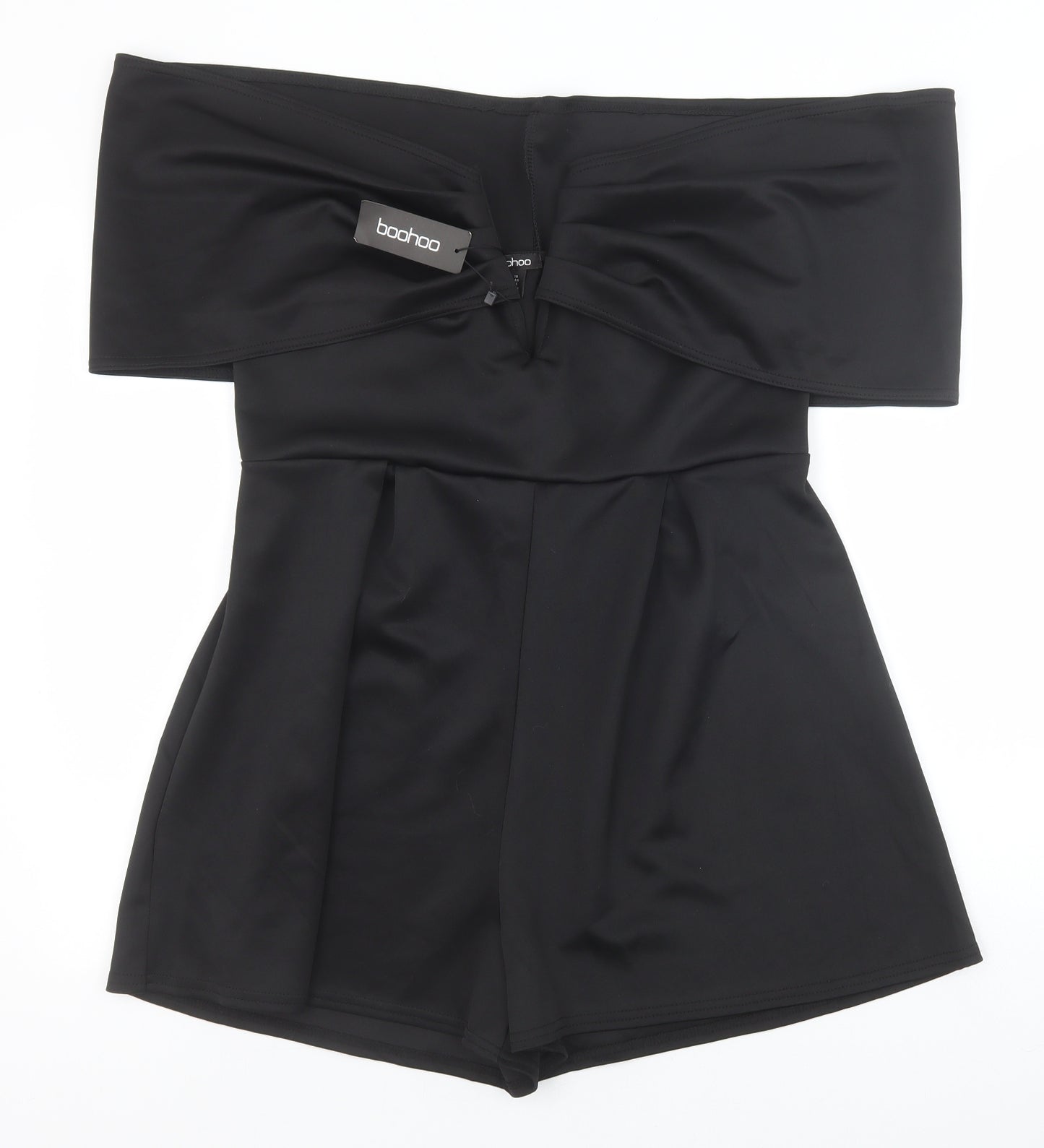 Boohoo Womens Black Polyester Bodysuit One-Piece Size 18 Zip