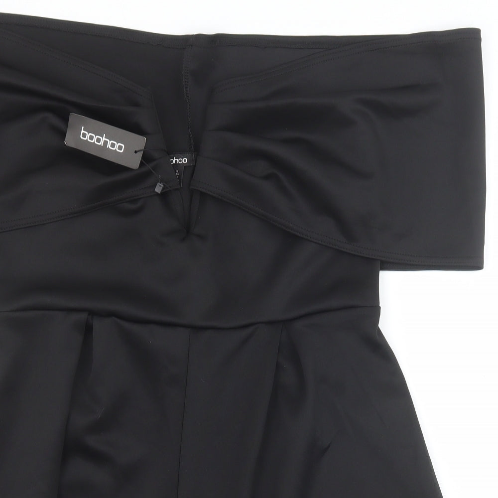 Boohoo Womens Black Polyester Bodysuit One-Piece Size 18 Zip