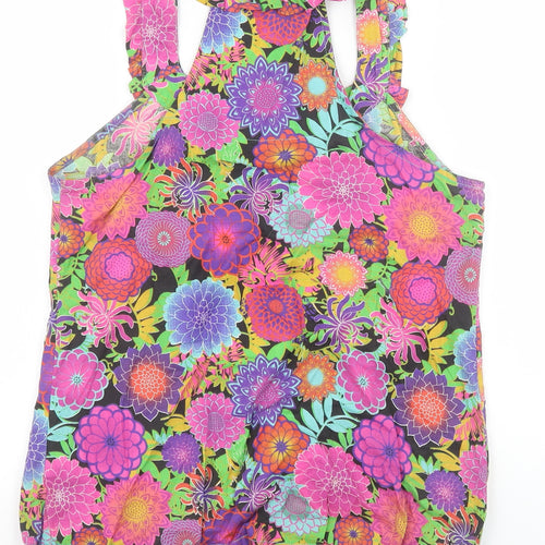 NEXT Womens Multicoloured Floral 100% Cotton Basic Tank Size 8 Scoop Neck - Tie Side Detail