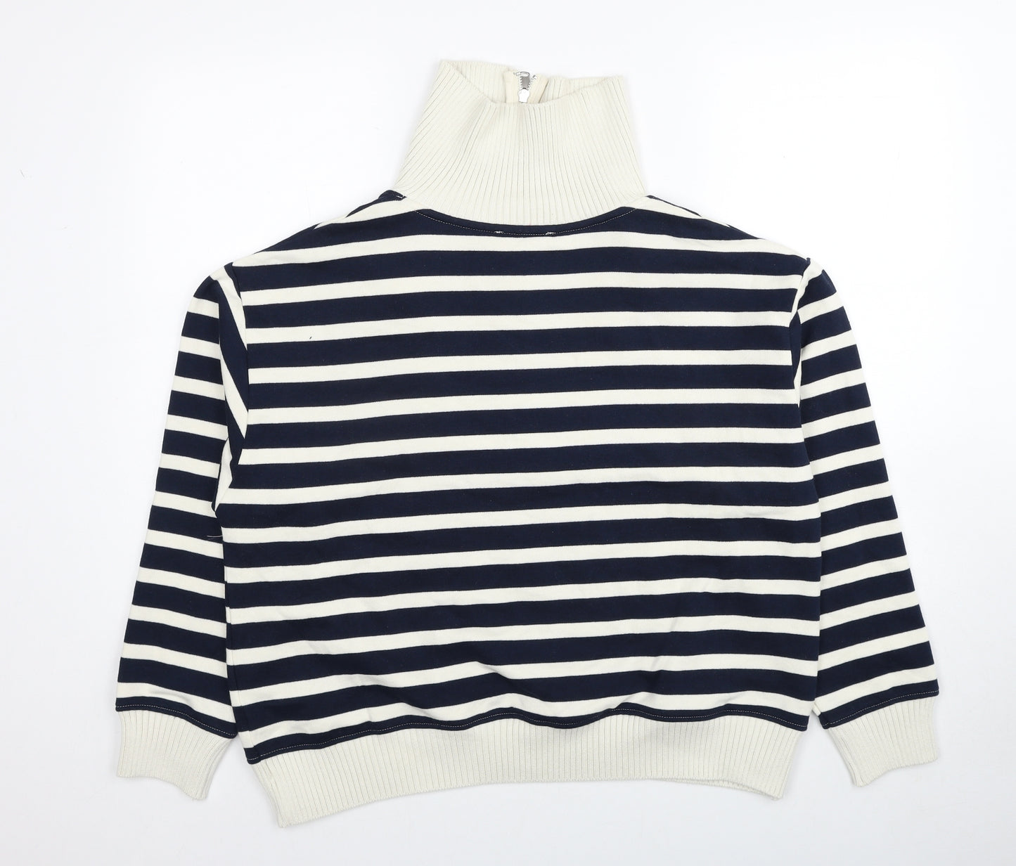 Marks and Spencer Womens Blue Striped Cotton Pullover Sweatshirt Size L Pullover