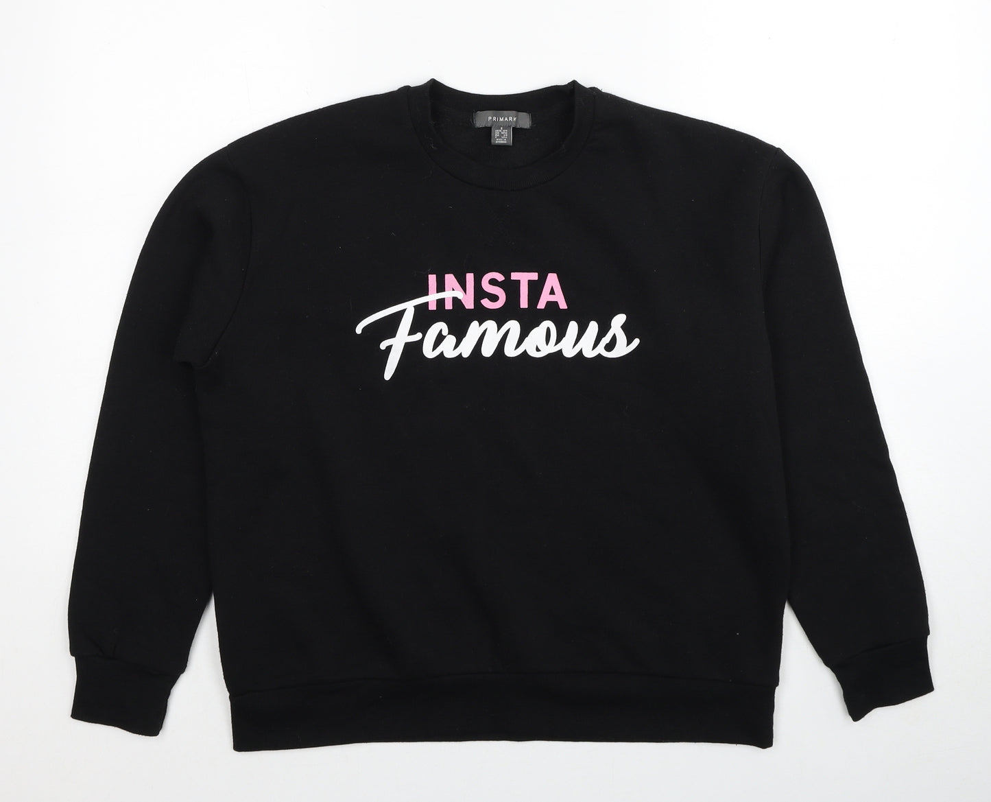 Primark Womens Black Polyester Pullover Sweatshirt Size 10 Pullover - Insta Famous Size 10-12
