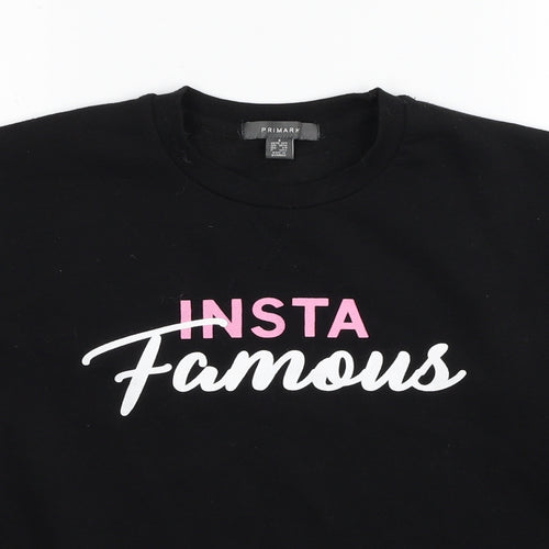 Primark Womens Black Polyester Pullover Sweatshirt Size 10 Pullover - Insta Famous Size 10-12
