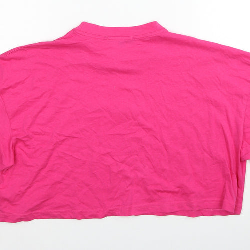 Missguided Womens Pink Cotton Cropped T-Shirt Size 8 Round Neck