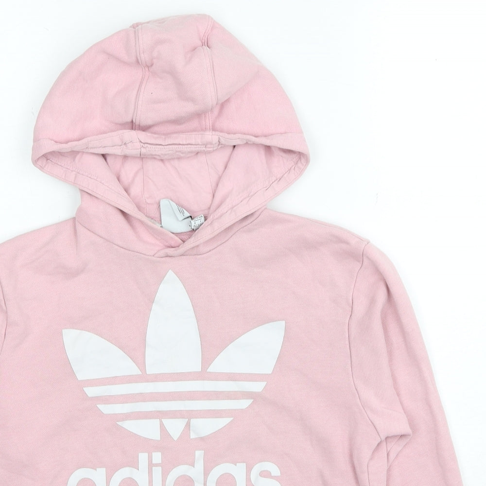 Marks and Spencer Girls Pink Cotton Pullover Hoodie Size 11-12 Years Pullover