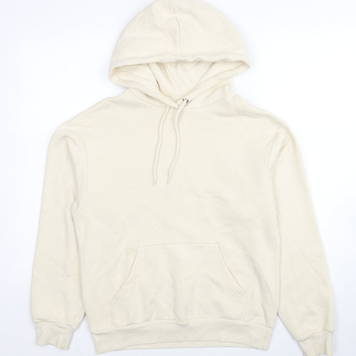 Monki Womens Beige Cotton Pullover Hoodie Size 2XS Pullover