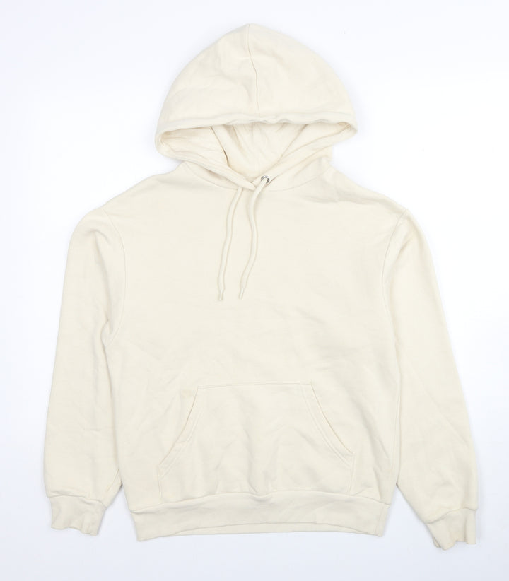 Monki Womens Beige Cotton Pullover Hoodie Size 2XS Pullover