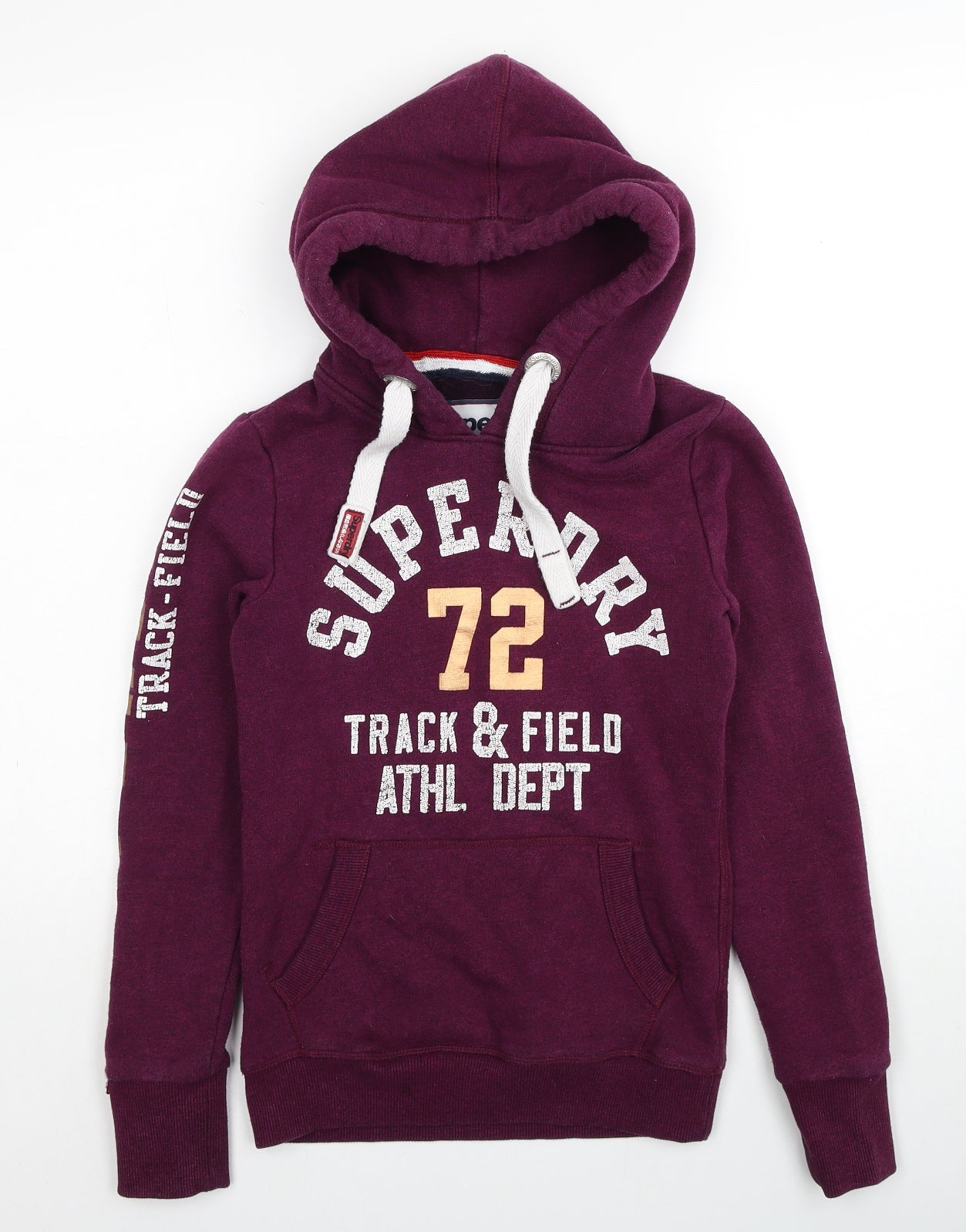 Superdry Womens Purple Cotton Pullover Hoodie Size 2XS Pullover