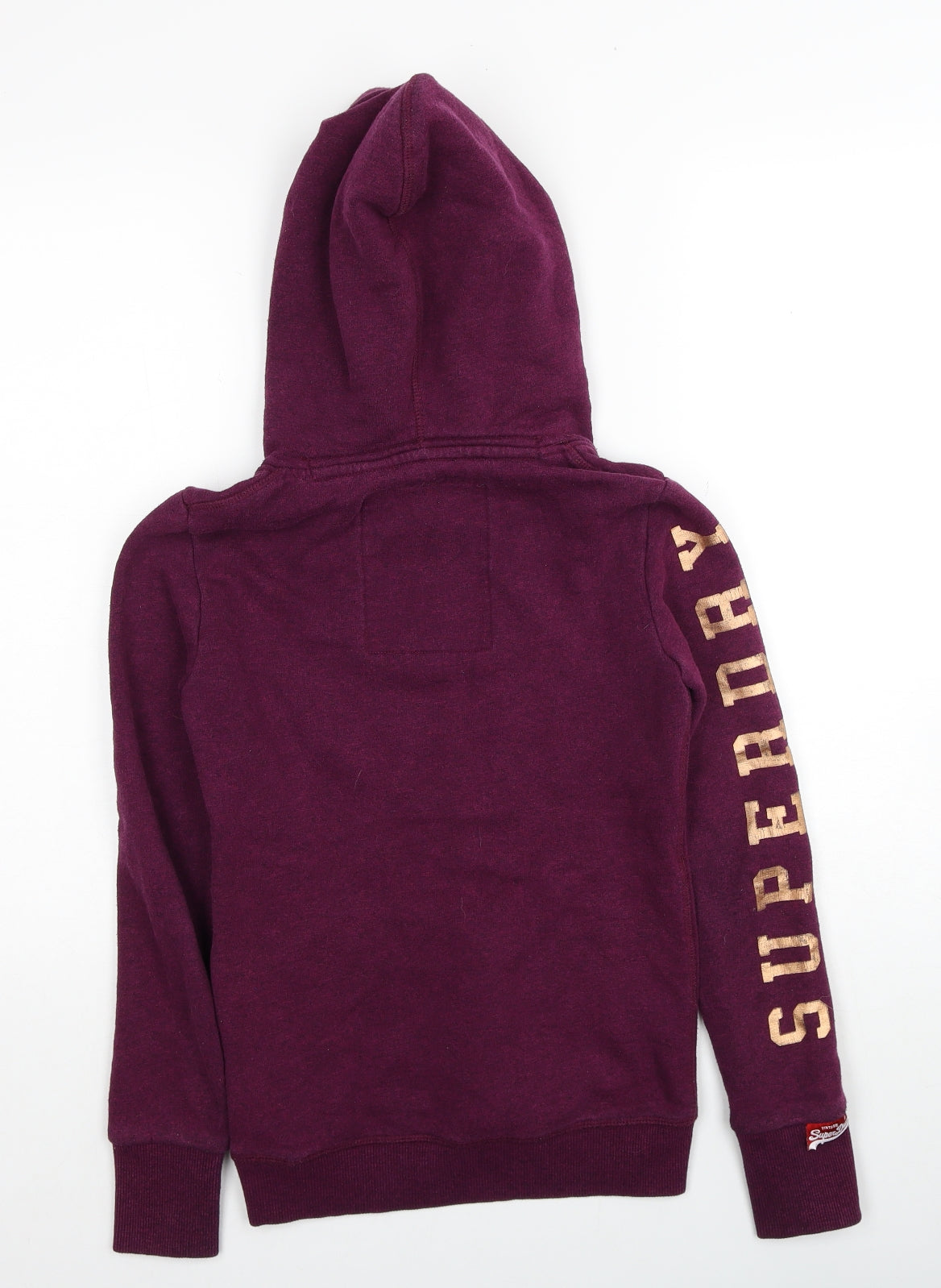 Superdry Womens Purple Cotton Pullover Hoodie Size 2XS Pullover