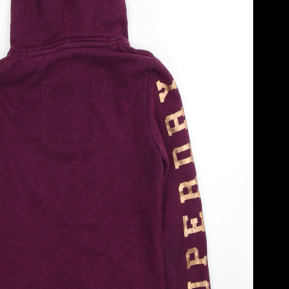 Superdry Womens Purple Cotton Pullover Hoodie Size 2XS Pullover