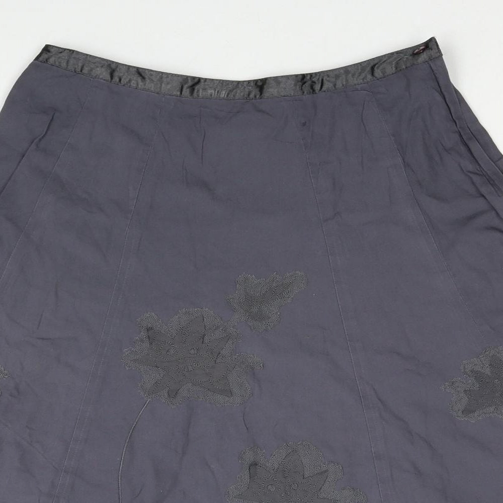 NEXT Womens Grey Geometric Cotton Swing Skirt Size 6 Zip