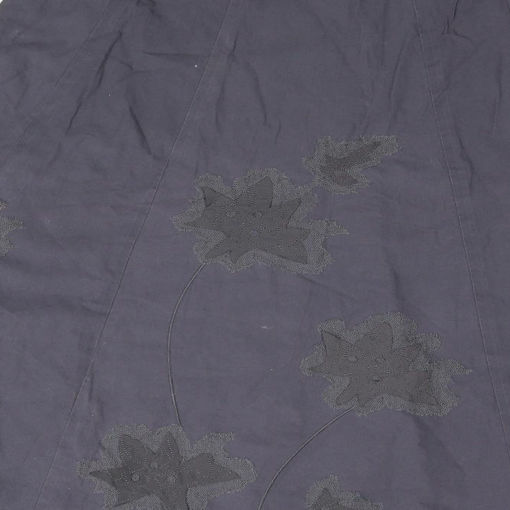 NEXT Womens Grey Geometric Cotton Swing Skirt Size 6 Zip