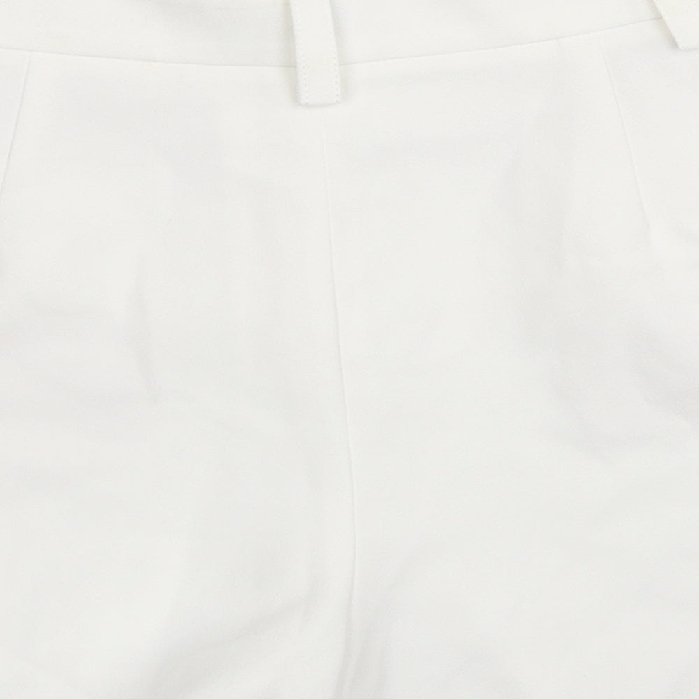 Zara Womens White Polyester Hot Pants Shorts Size L Regular Zip