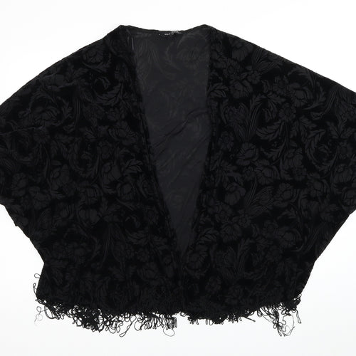 New Look Womens Black V-Neck Geometric Polyester Cardigan Jumper Size 14