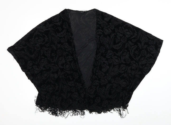 New Look Womens Black V-Neck Geometric Polyester Cardigan Jumper Size 14