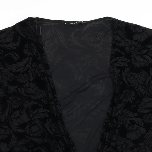 New Look Womens Black V-Neck Geometric Polyester Cardigan Jumper Size 14