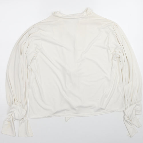 Mango Womens White Polyester Basic Blouse Size M V-Neck