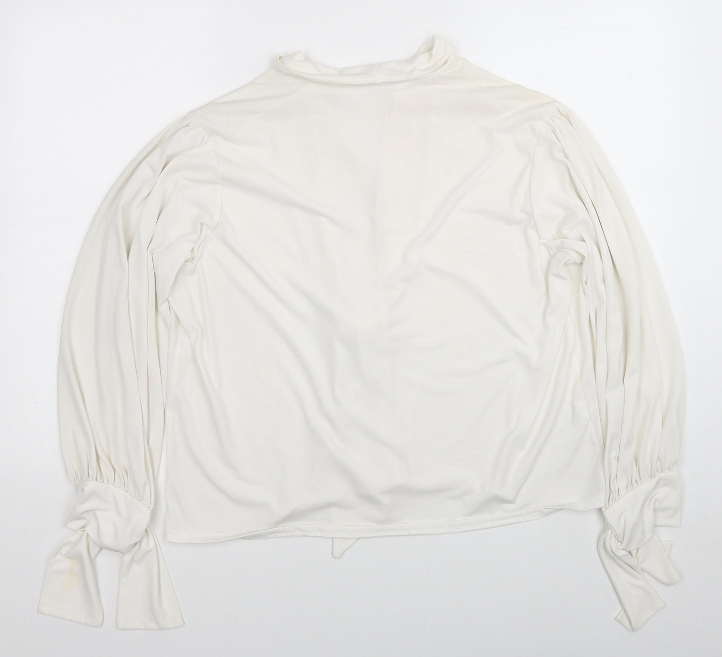 Mango Womens White Polyester Basic Blouse Size M V-Neck
