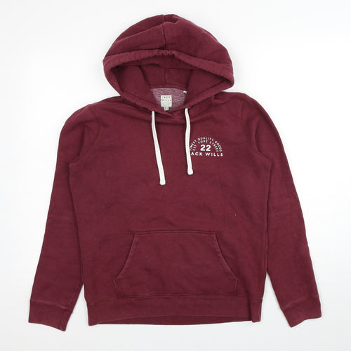 Jack Wills Womens Red Cotton Pullover Hoodie Size 6 Pullover