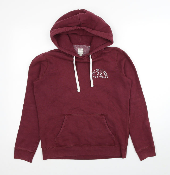 Jack Wills Womens Red Cotton Pullover Hoodie Size 6 Pullover