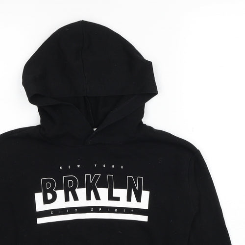 H&M Boys Black Cotton Pullover Hoodie Size 9-10 Years Pullover - Brooklyn