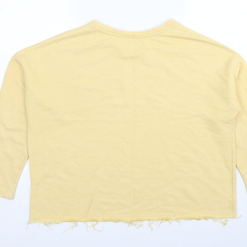 Pull&Bear Womens Yellow Cotton Pullover Sweatshirt Size S Pullover - Siempre Bonita
