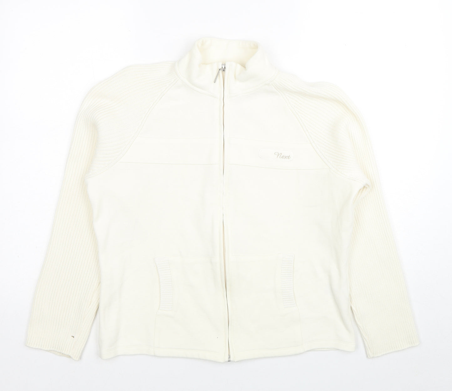 NEXT Womens Ivory Cotton Full Zip Sweatshirt Size 14 Zip