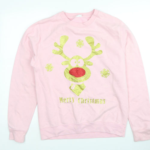 Awdis Womens Pink Cotton Pullover Sweatshirt Size S Pullover - Christmas