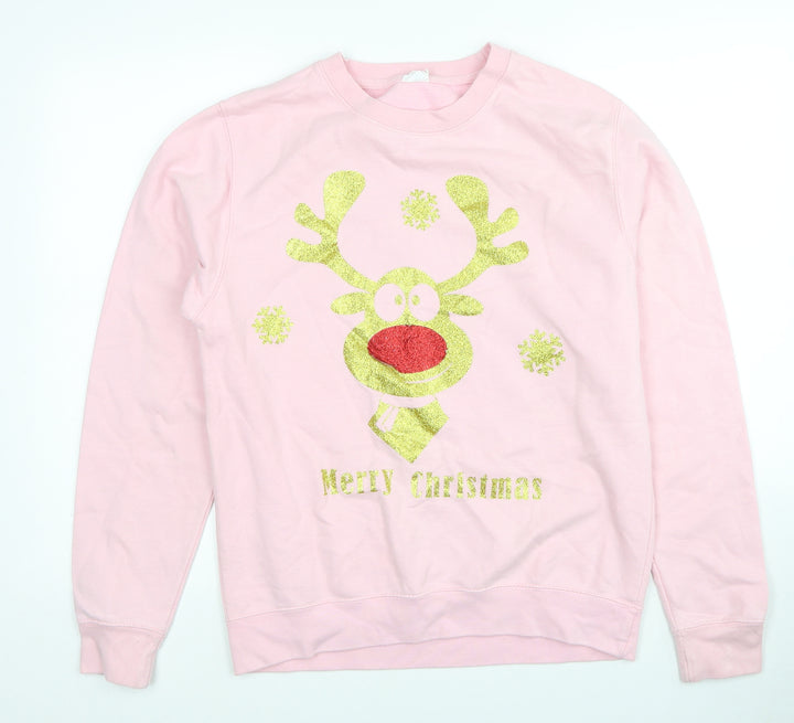 Awdis Womens Pink Cotton Pullover Sweatshirt Size S Pullover - Christmas