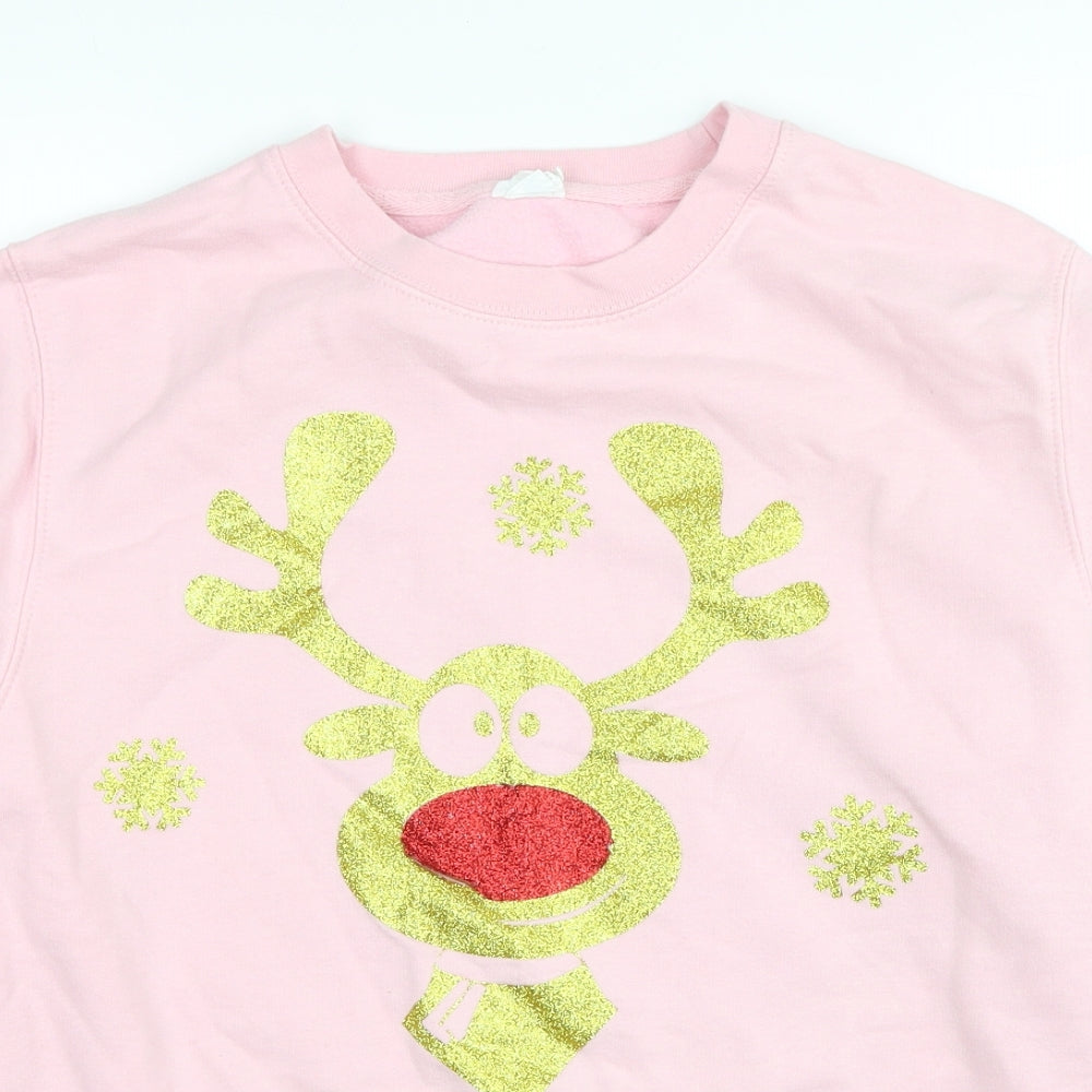 Awdis Womens Pink Cotton Pullover Sweatshirt Size S Pullover - Christmas