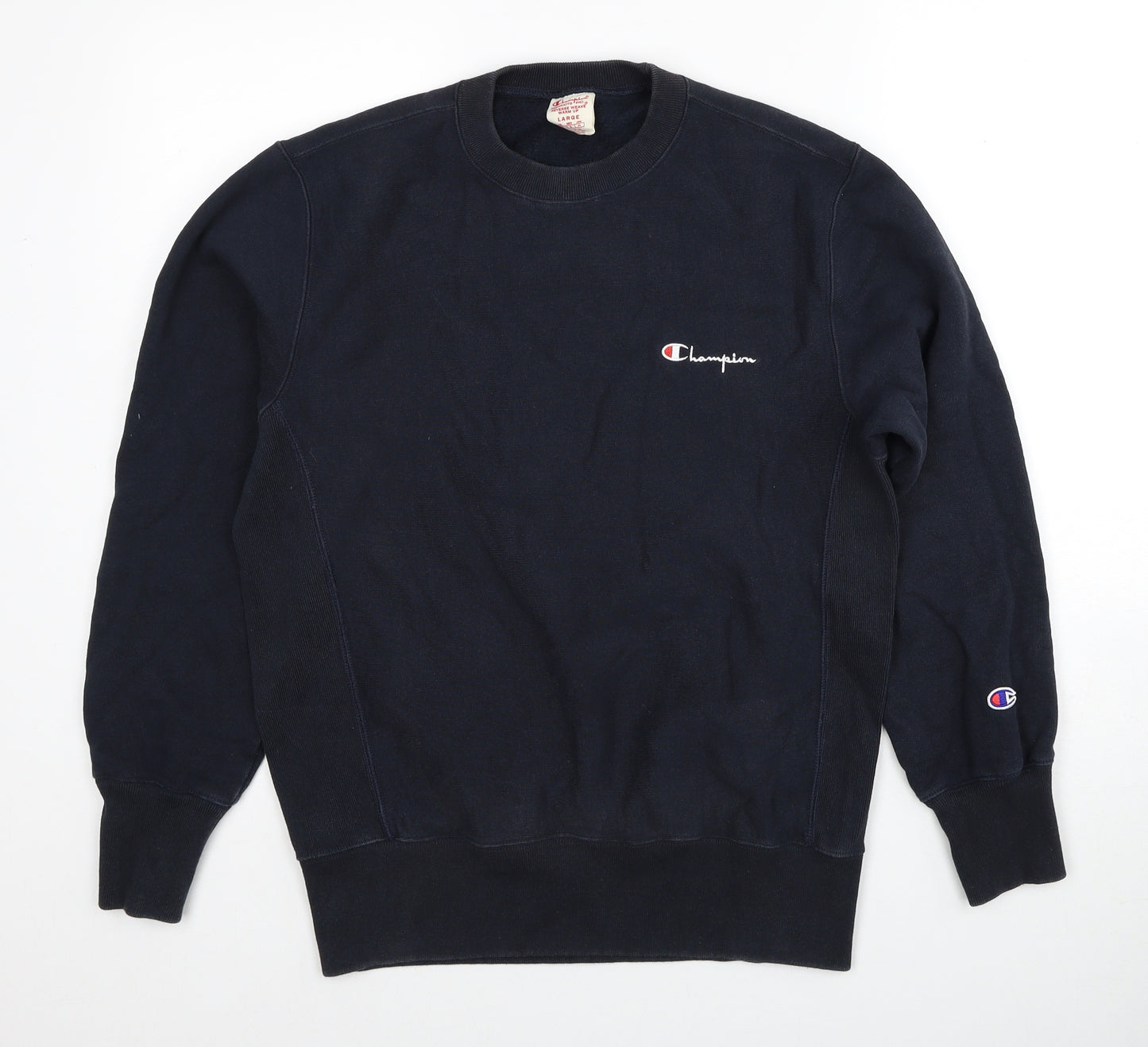 Champion Womens Black Cotton Pullover Sweatshirt Size L Pullover