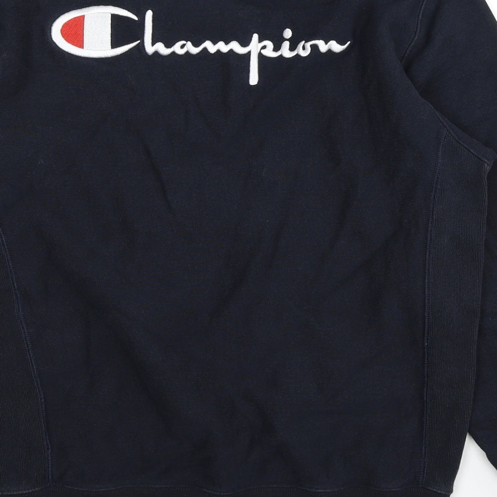 Champion Womens Black Cotton Pullover Sweatshirt Size L Pullover