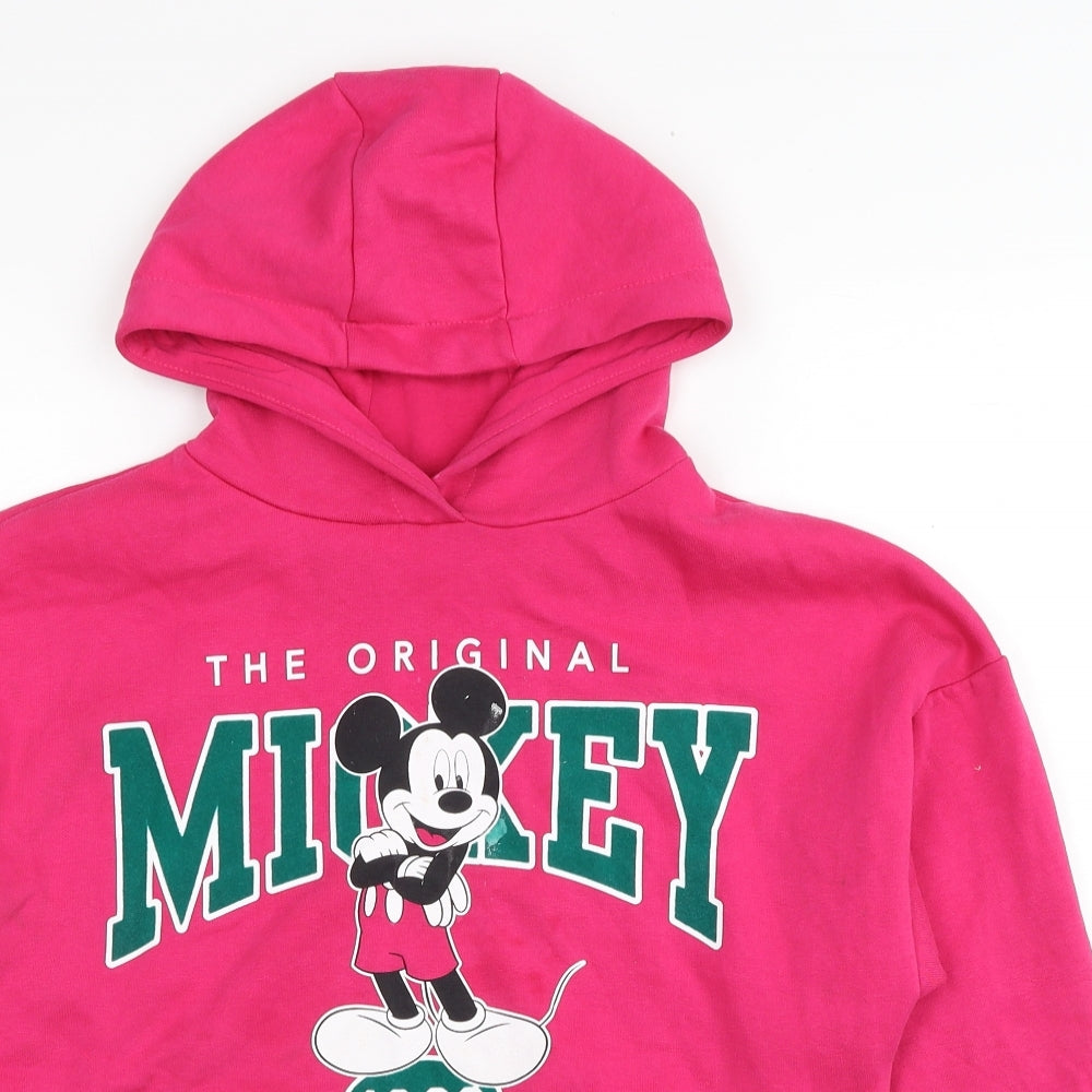 George Girls Pink Cotton Pullover Hoodie Size 12-13 Years Pullover - Mickey Mouse