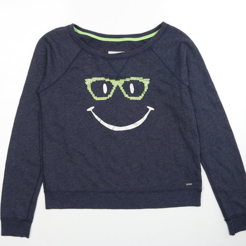 Gilly Hicks Womens Blue Cotton Pullover Sweatshirt Size M Pullover - Smiley Face Print