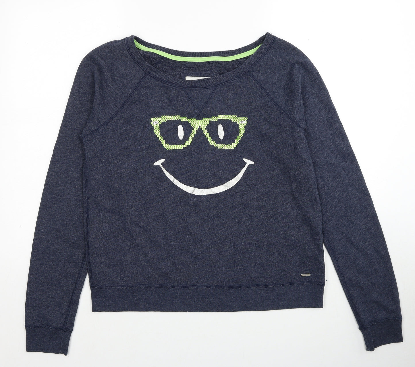 Gilly Hicks Womens Blue Cotton Pullover Sweatshirt Size M Pullover - Smiley Face Print