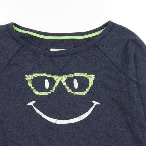 Gilly Hicks Womens Blue Cotton Pullover Sweatshirt Size M Pullover - Smiley Face Print