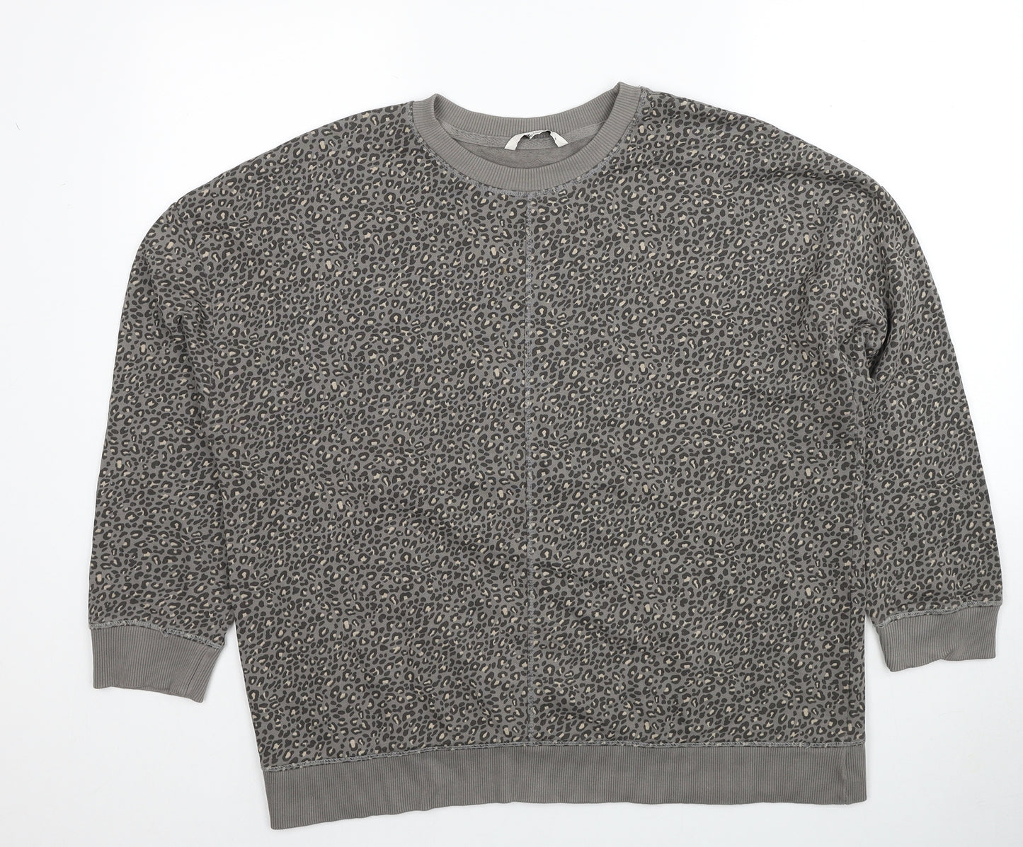 TU Womens Grey Animal Print Cotton Pullover Sweatshirt Size 18 Pullover - Leopard Print