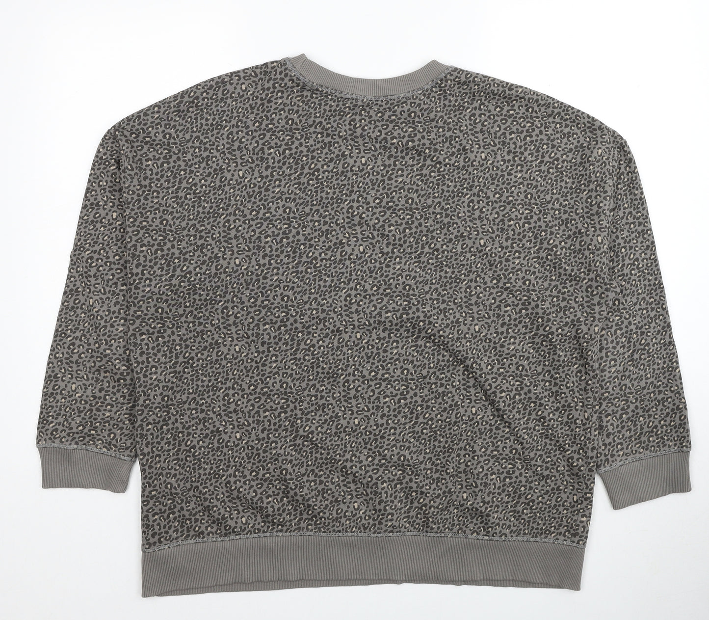 TU Womens Grey Animal Print Cotton Pullover Sweatshirt Size 18 Pullover - Leopard Print