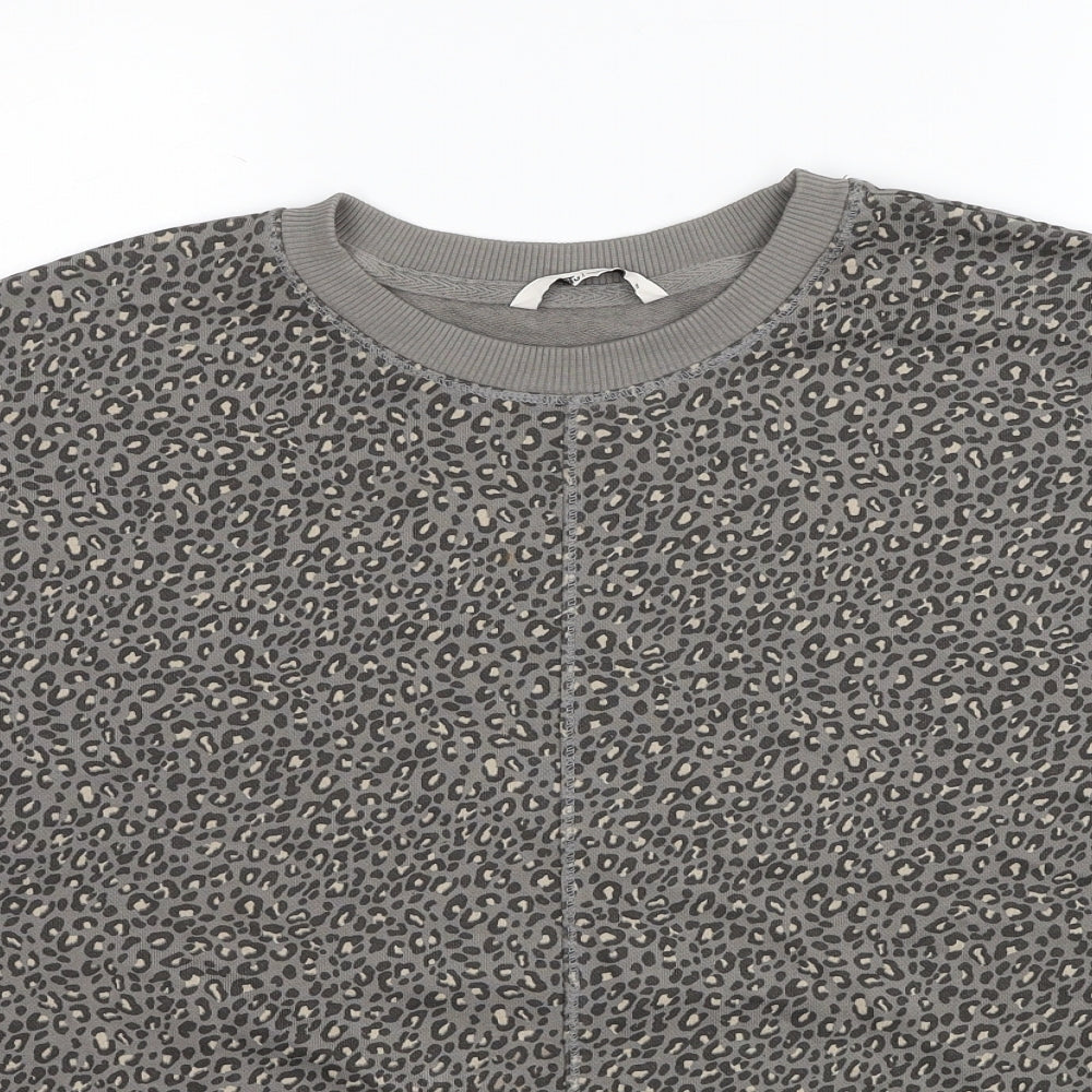 TU Womens Grey Animal Print Cotton Pullover Sweatshirt Size 18 Pullover - Leopard Print