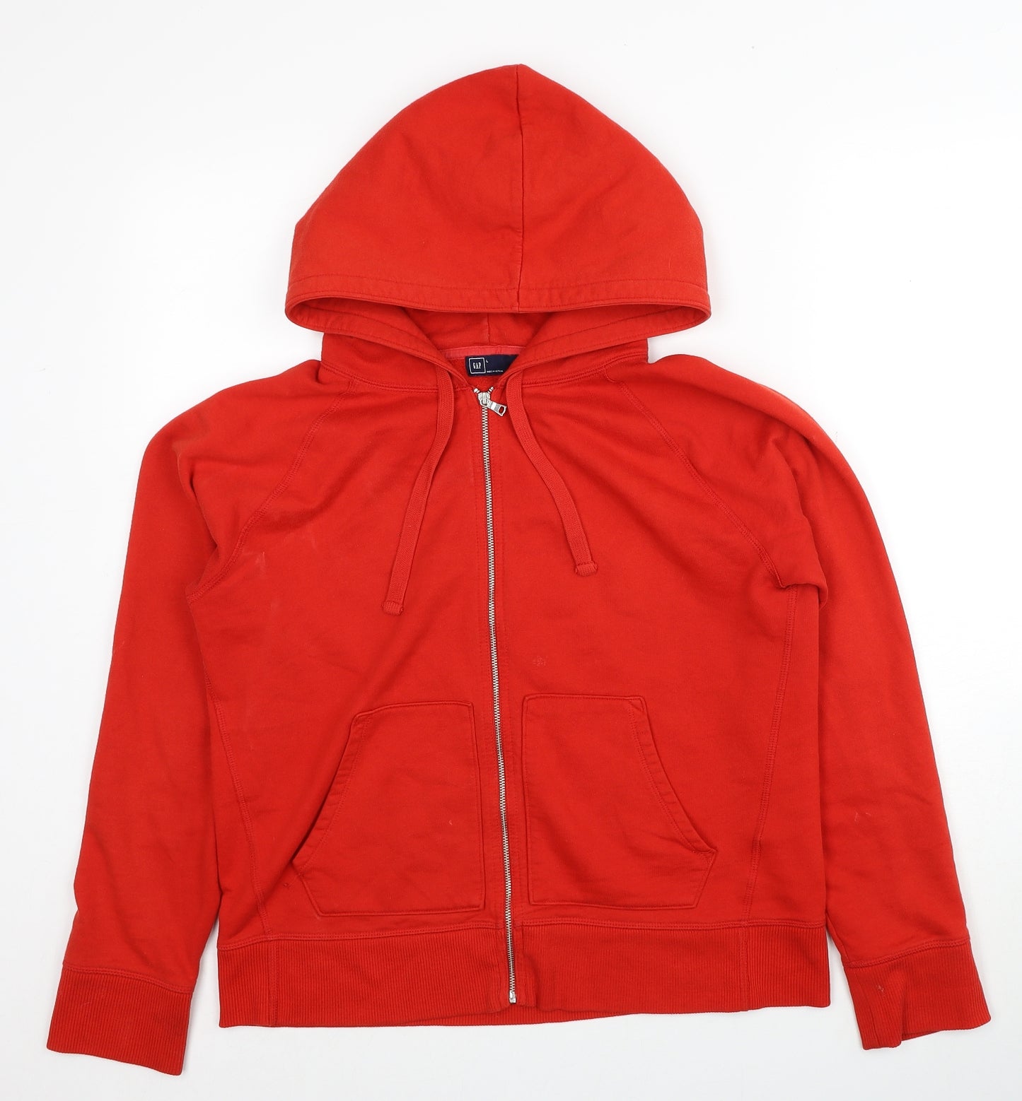 Gap Womens Red Cotton Full Zip Hoodie Size L Zip