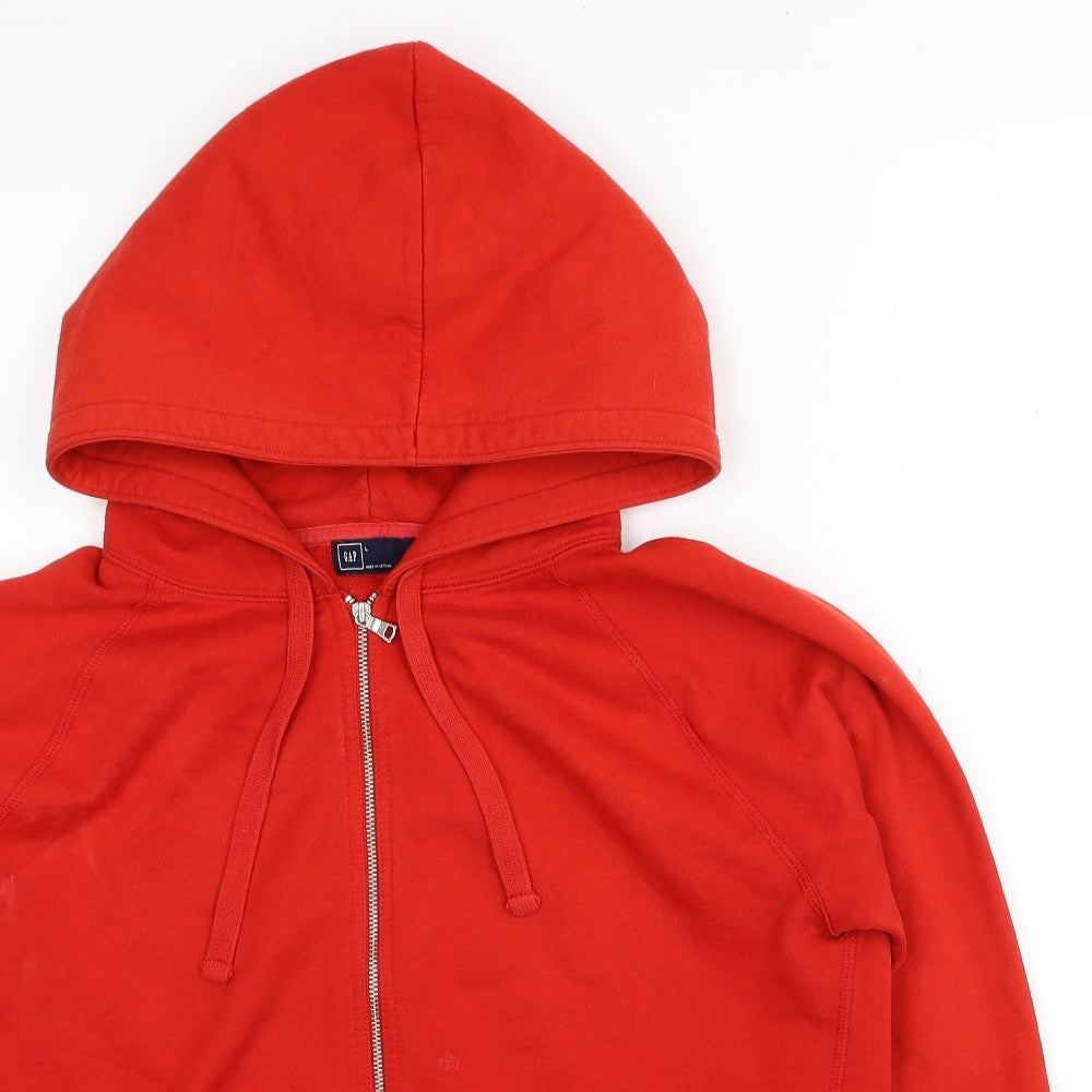 Gap Womens Red Cotton Full Zip Hoodie Size L Zip