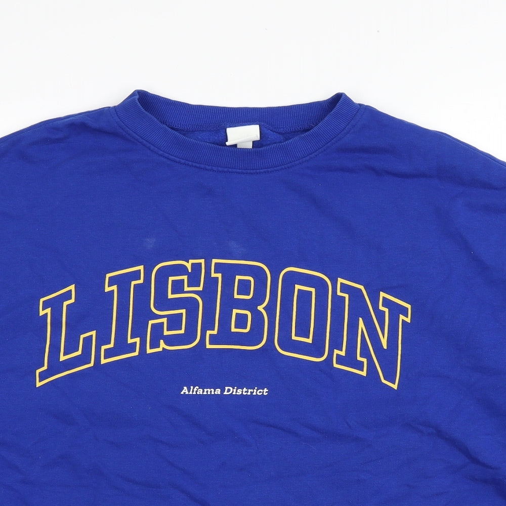 H&M Womens Blue Cotton Pullover Sweatshirt Size L Pullover - Lisbon