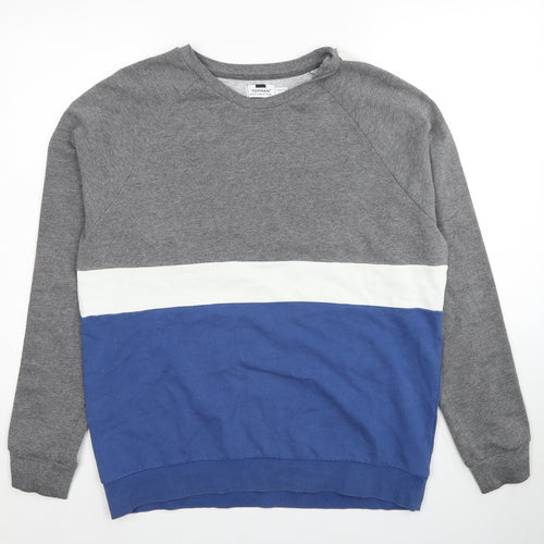 Topman Mens Grey Cotton Pullover Sweatshirt Size L