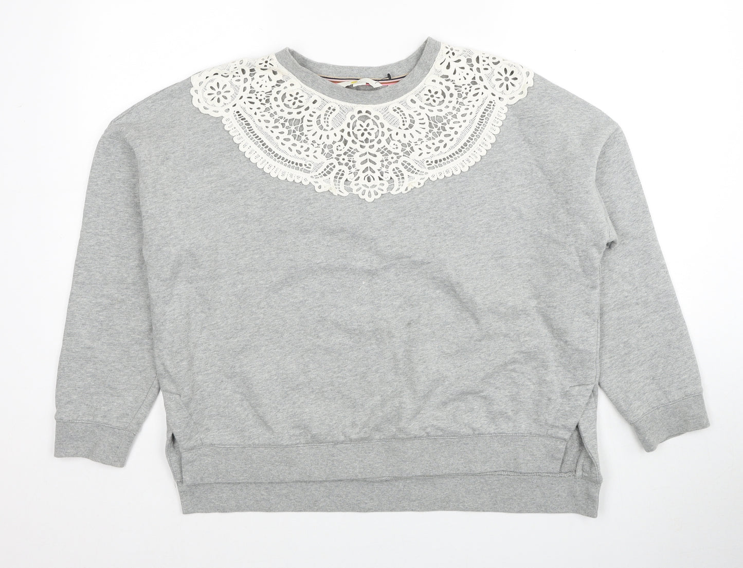 Boden Womens Grey Cotton Pullover Sweatshirt Size M Pullover - Lace Detail