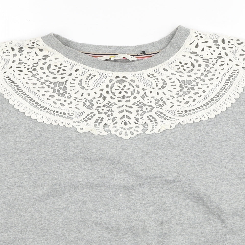 Boden Womens Grey Cotton Pullover Sweatshirt Size M Pullover - Lace Detail