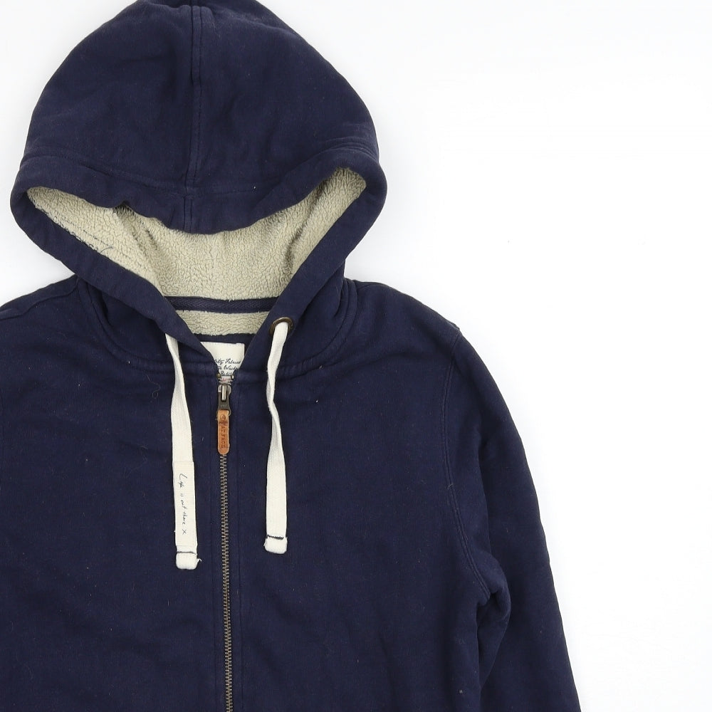 Fat Face Womens Blue Cotton Full Zip Hoodie Size 12 Zip