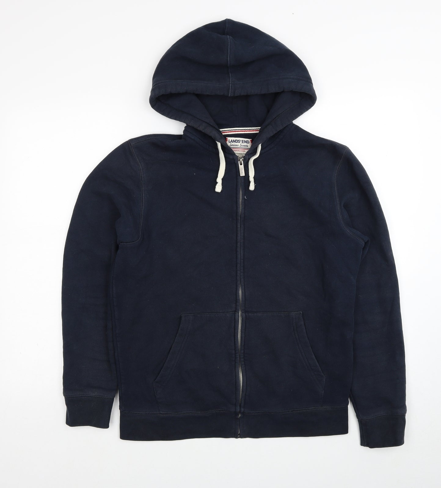 Lands' End Mens Blue Cotton Full Zip Hoodie Size S